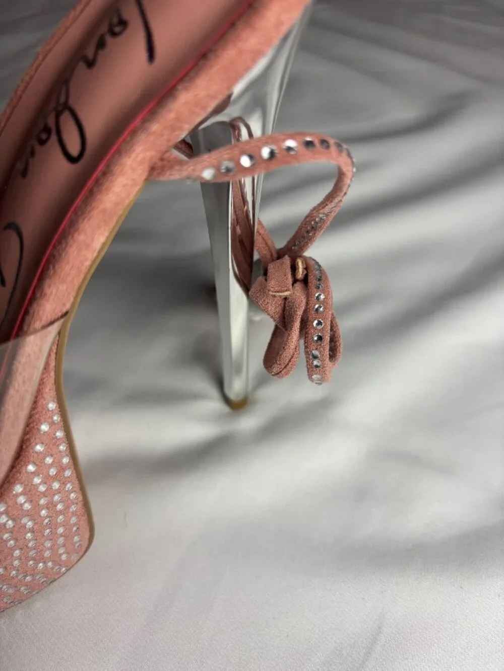 London Rag Pink Rhinestone Platform Clear Strap Stiletto Heels | Size US 7 NWT